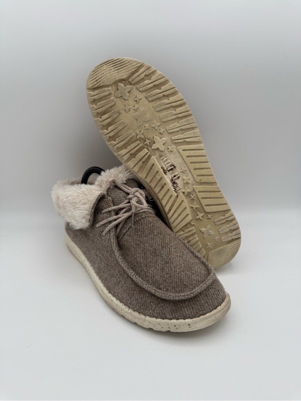 Women's Hey Dude Britt Nut Brown Faux Fur Lined Slip-On Comfort Shoes Size 9
